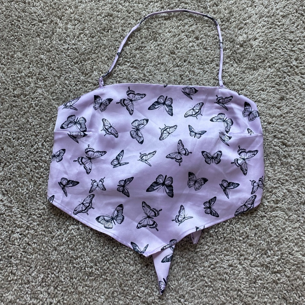 Purple butterfly crop top